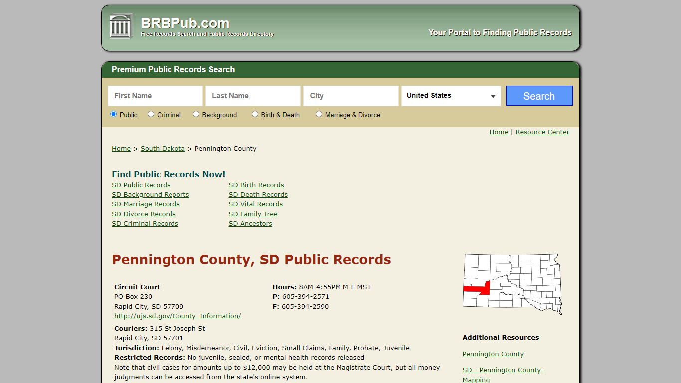 Pennington County Public Records | Search South Dakota ...